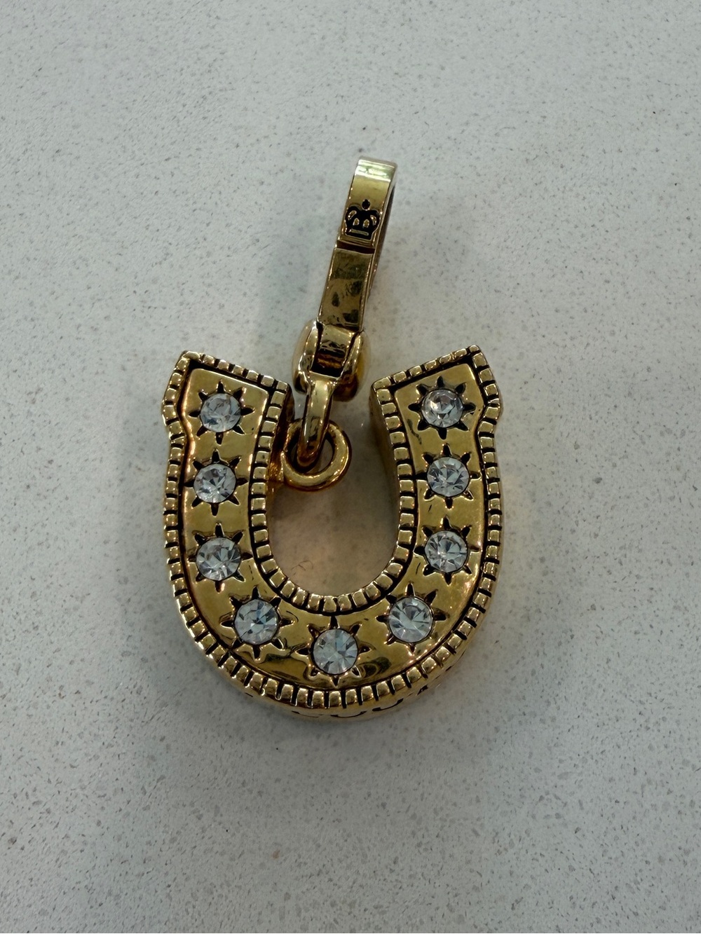 Juicy Couture Gold-Tone Horseshoe Pendant with Clear Stones